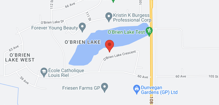 map of 11006 O'Brien Lake Crescent